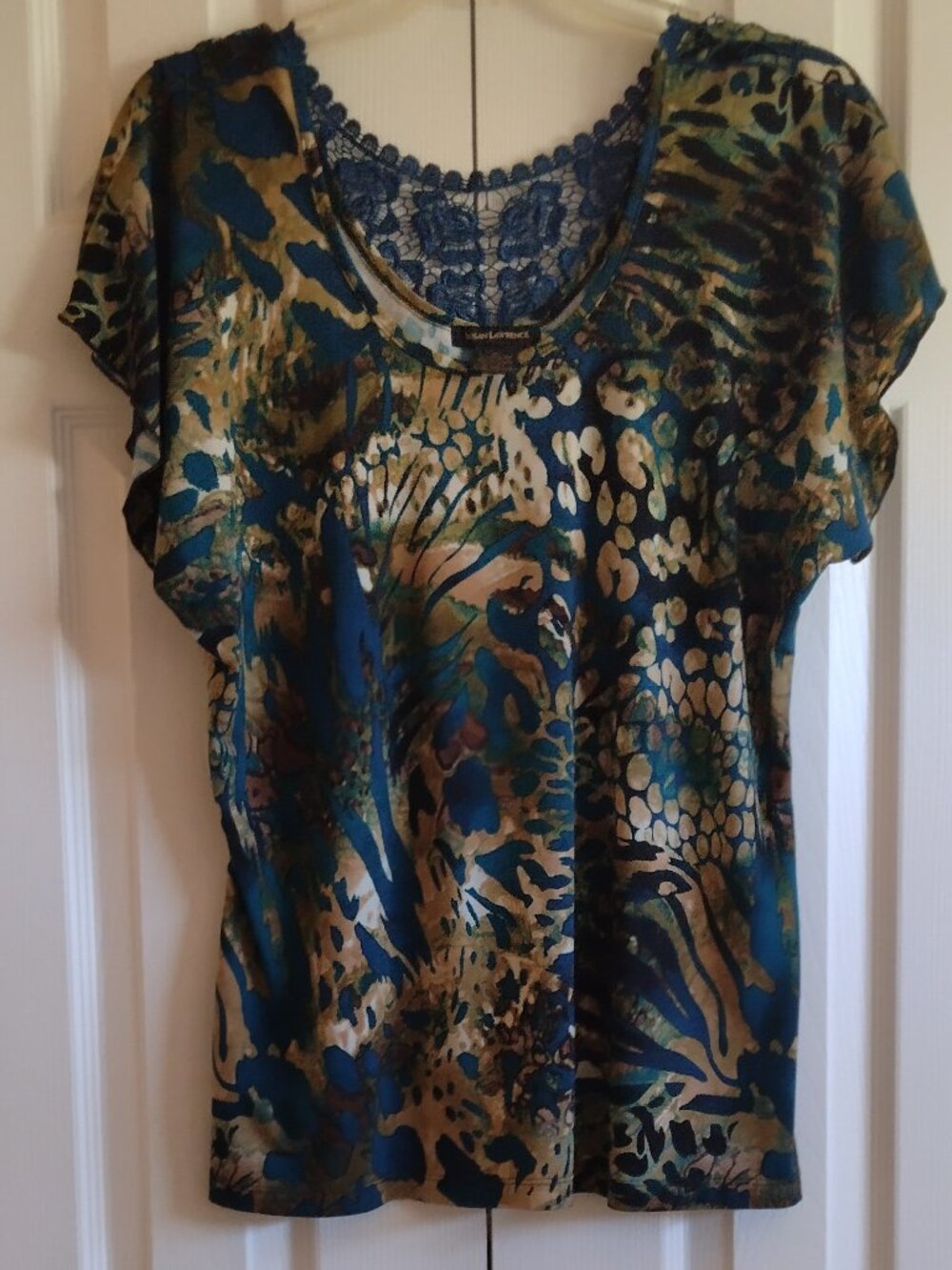 SUSAN LAWRENCE U-NECK CAP SLEEVE WOMENS TOP SIZE XL